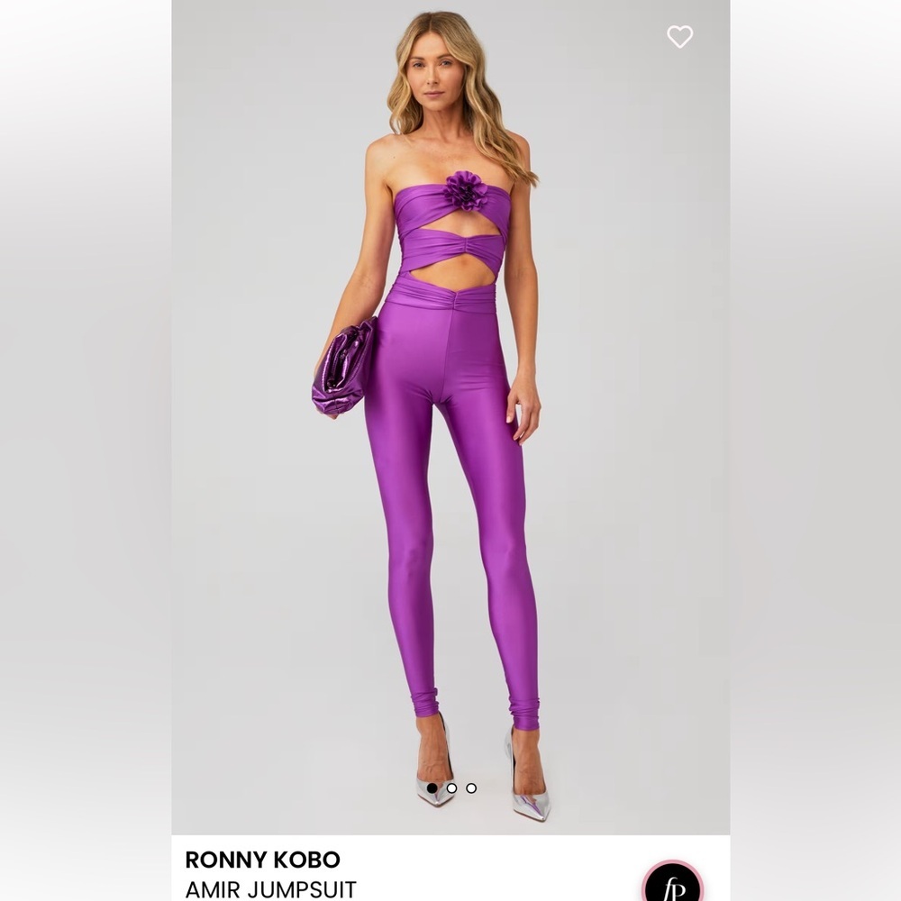Ronny Kobo - Amir Jumpsuit | $378 | Iridescent Purple Floral Accent Cutout | S